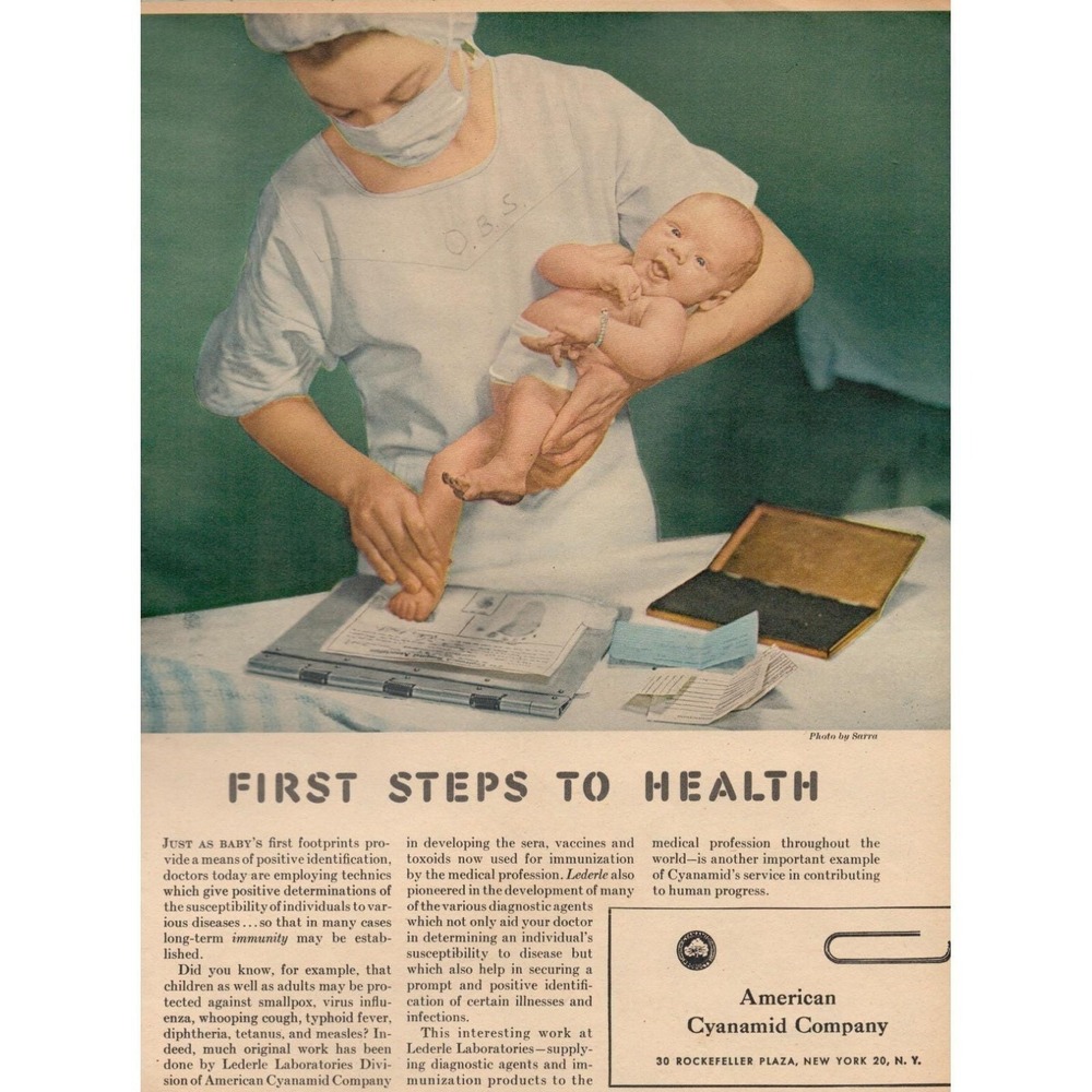1948‎ Baby Medical Health Vintage Print Ad American Cyanamid  Vaccines Retro